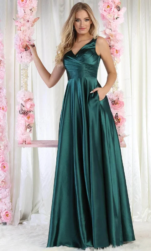 Sweet Small Flower Pattern May Queen MQ1994 - V-Neck Lace-Up Back Prom Gown