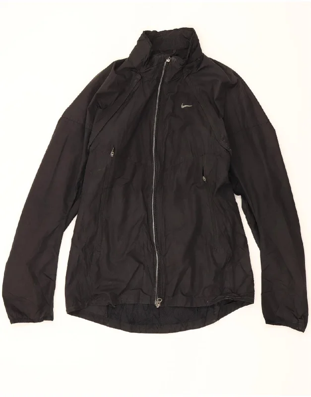 Sweet Korean Style NIKE Womens Storm-Fit Tracksuit Top Jacket UK 14 Medium Black Polyester