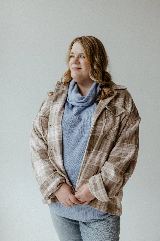 Elegant Classic PLAID SHACKET IN CREME BRULEE