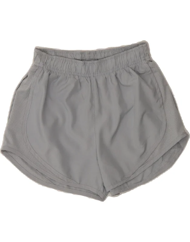 Retro Style NIKE Womens Dri Fit Sport Shorts UK 4 XS Grey Polyester
