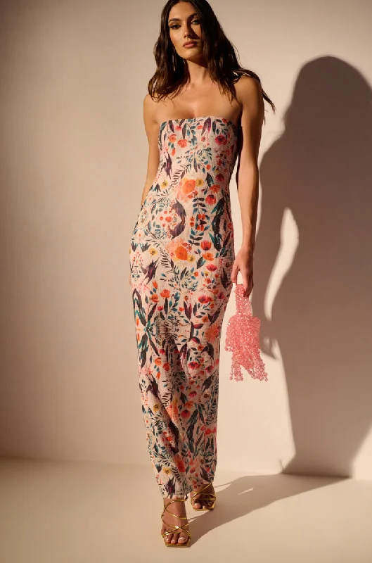 Street Style THE SECRET GARDEN RHINESTONE MAXI DRESS