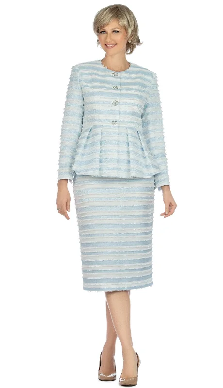 Sweet Short Skirt Style Giovanna Suit G1126-White/Blue