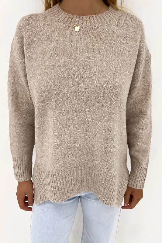 Street Graffiti Design Leah Knit Jumper Beige