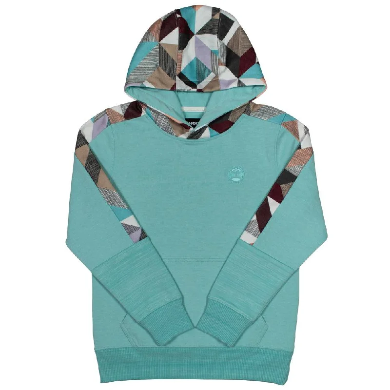 Boutique display Youth "Canyon" Turquoise w/Multi Color Pattern Hoody
