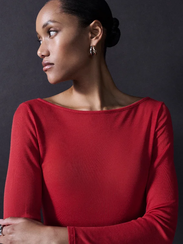 Classic style Semi Sheer Tee Cherry Red
