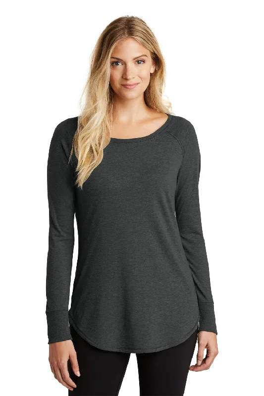 Sweet Flower Style District Womens Perfect Tri Long Sleeve Crewneck T-Shirt - Black Frost