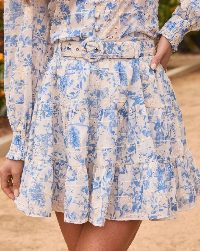 Printed pattern Sylvia Belted Floral Mini Skirt