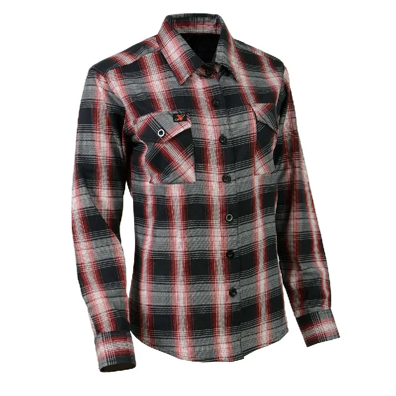 Sports Jumpsuit Milwaukee Leather MNG21613 Women's Black and Red with White Long Sleeve Cotton Flannel Shirt Sports Jumpsuit Milwaukee Leather MNG21613 Women's Black and Red with White Long Sleeve Cotton Flannel Shirt
