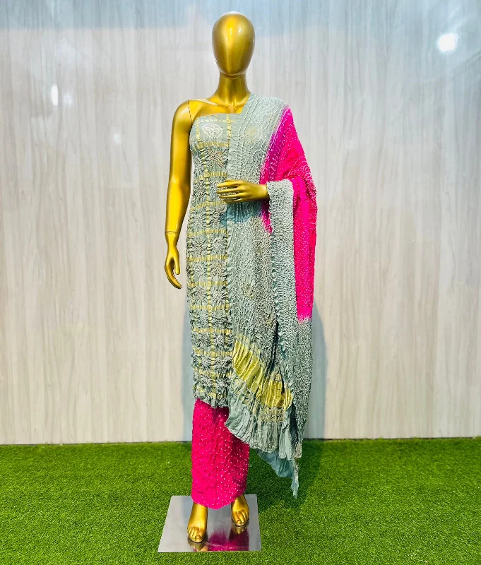 Sports outdoor style KcPc New Special Gaji Silk Ghatchola Style With Bandhani Work Suit ADIL Sports outdoor style KcPc New Special Gaji Silk Ghatchola Style With Bandhani Work Suit ADIL