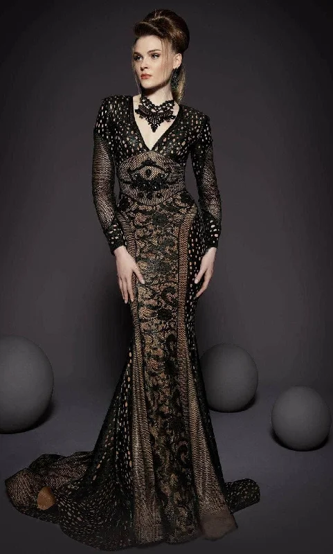 Street Sports Style MNM Couture 2468 - Edgy-Style Laced Evening Gown