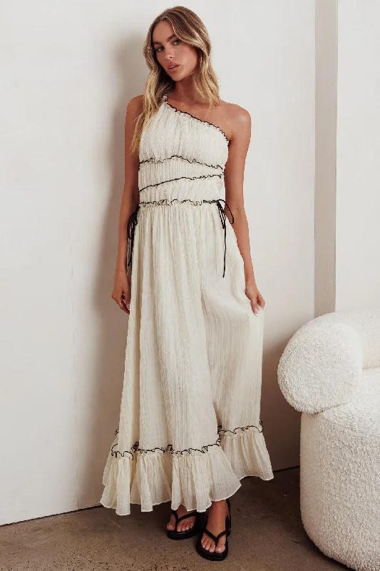 Personality Publicity Ballad One-Shoulder Maxi Dress Cream