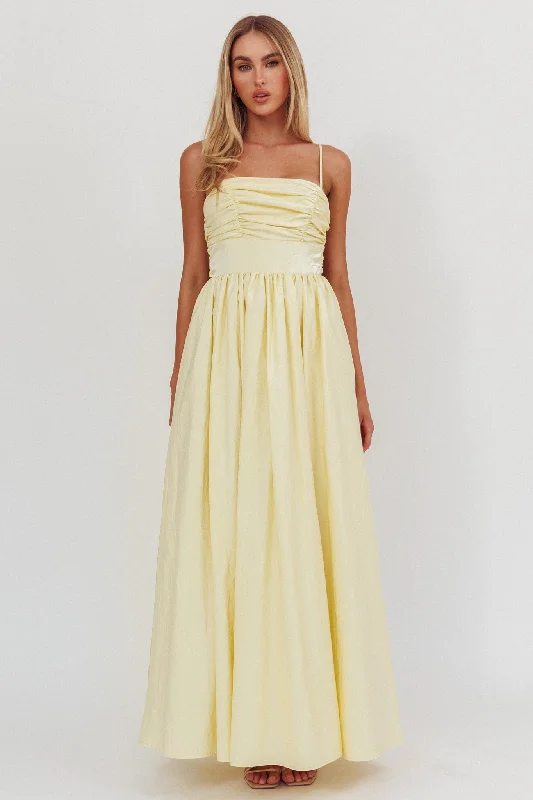 Sports Comfort Style Love Songs Back Bow Maxi Dress Butter