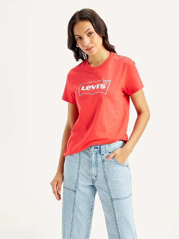Sports Comfort Style Women's Brand Logo Crew Neck T-shirt