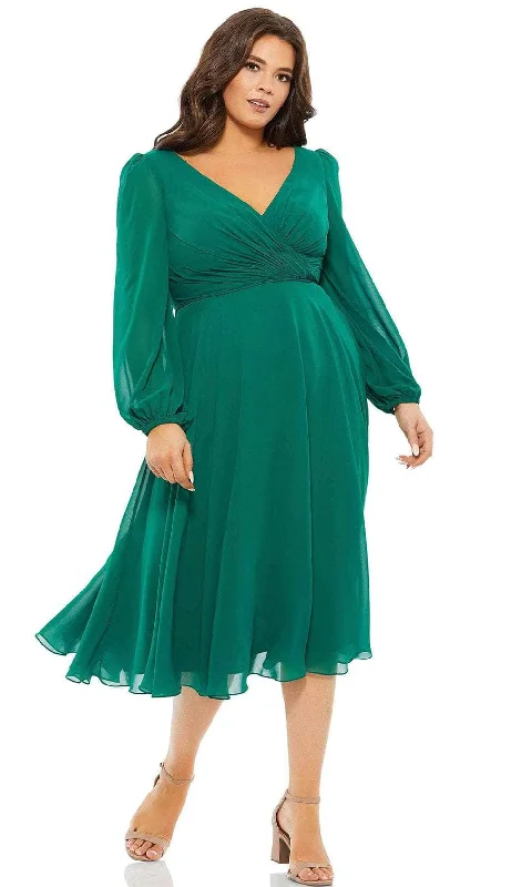 Street Sports Shoes Mac Duggal 67914 - V-Neck Long Sleeved Chiffon Dress