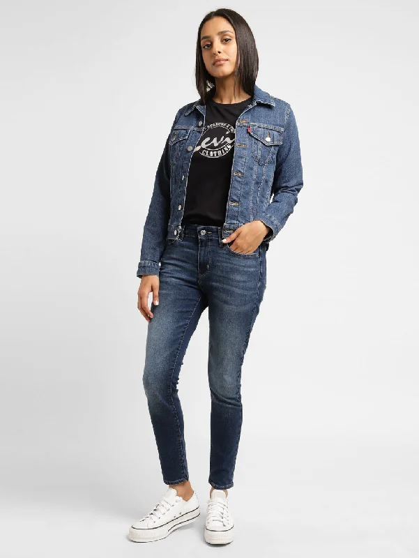 Retro Woolen Jacket Women's Mid Rise 711 Skinny Fit Jeans