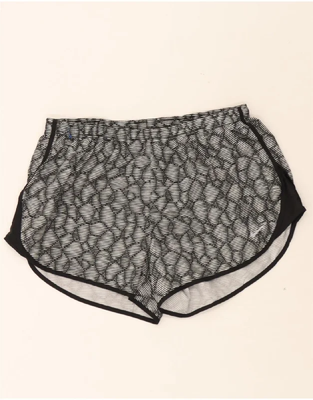 Retro Lace Fabric NIKE Womens Abstract Pattern Sport Shorts UK 16 Large Grey Polyester