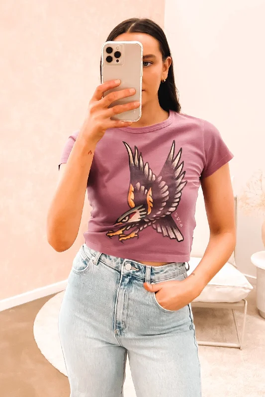 Sweet Lace Design Krak Eagle Baby Tee Mulberry