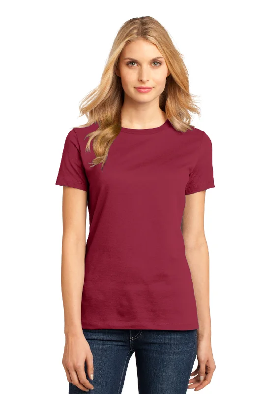 Hip-hop Style District Womens Perfect Weight Short Sleeve Crewneck T-Shirt - Sangria Red - Closeout