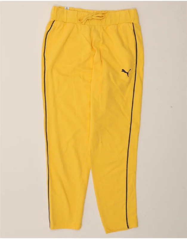Retro Design PUMA Womens Tracksuit Trousers UK 4 XS  Yellow Cotton
