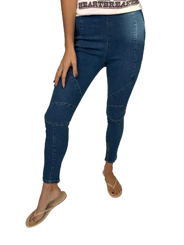 Retro Skirt Design Women's Bella Moto High Rise Skinny Jean In Denim