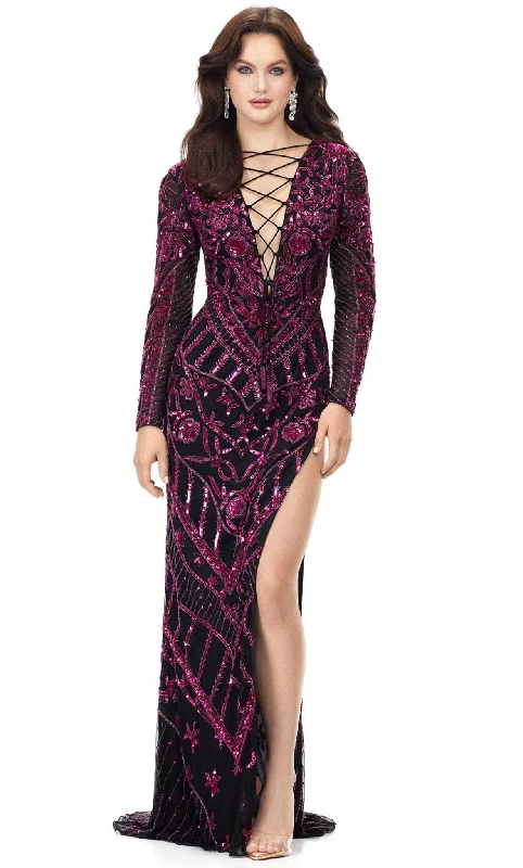 Avant-garde trend Ashley Lauren 11239 - V-Neck Lace-Up Evening Gown