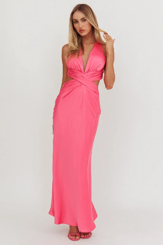 Printed pattern On And On Crossover Cut-Out Maxi Dress Hot Pink