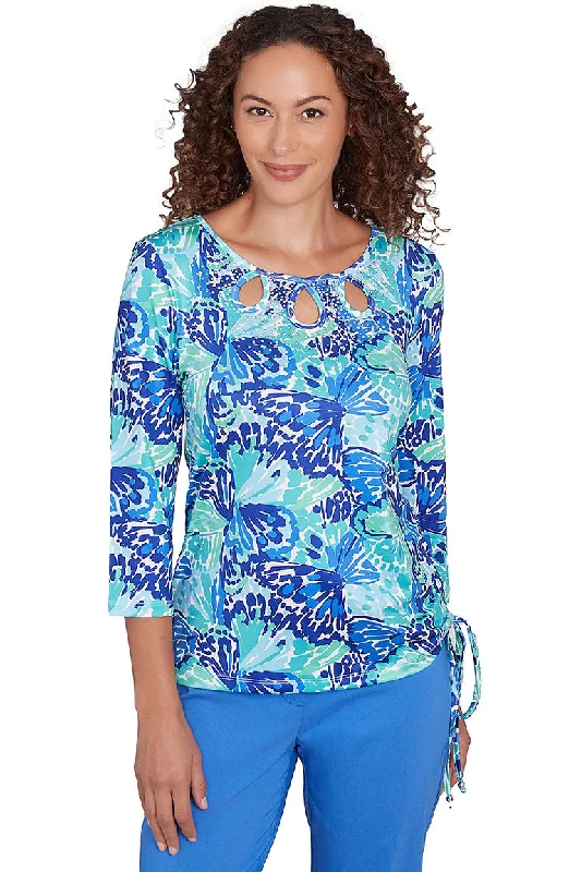 Sweet Modified Style It Had To Be Blue Triple Keyhole Top