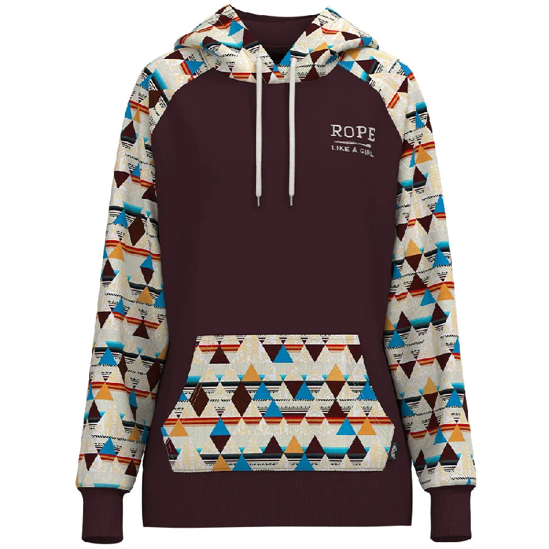 Sports Fitness Style "Rope Like A Girl" Maroon/Aztec Hoody