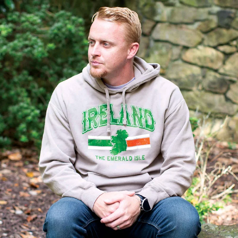 Sweet Unique Design Ireland Hoodie with Ireland Flag Colors- Grey