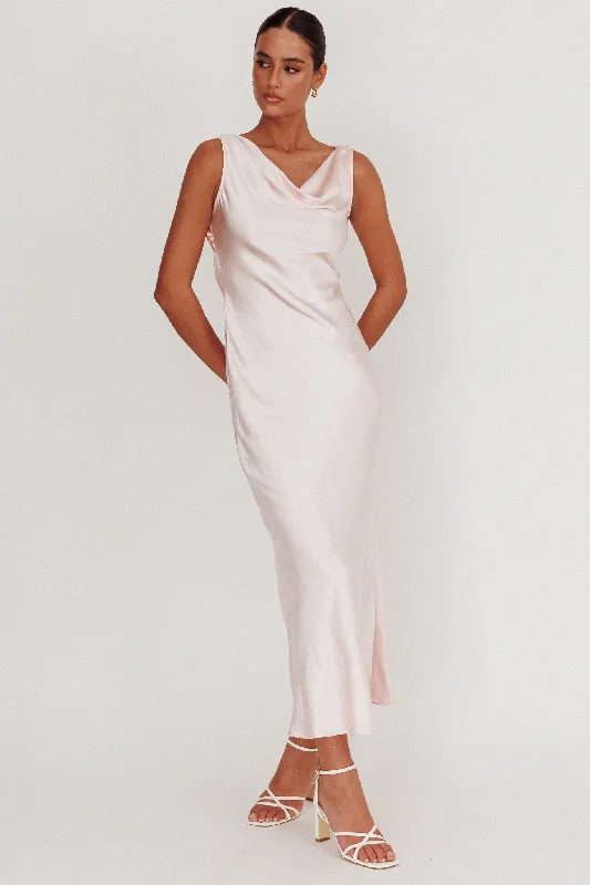 Street Style Take Care Backless Sash Maxi Dress Blush