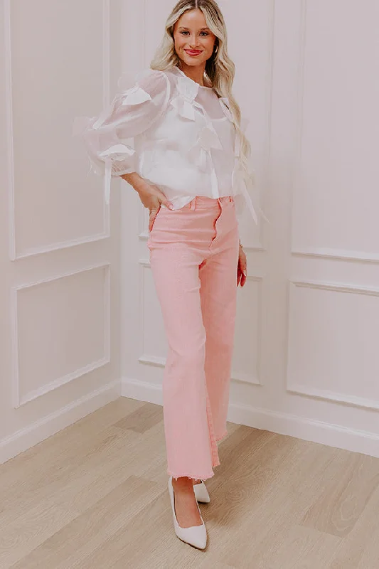 Fashionable and casual The Chloe Midrise Wide Leg Jean in Pink