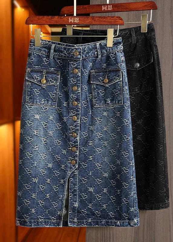 Sports outdoor style Fashion Blue Print Patchwork High Waist Denim A Line Skirt Summer Sports outdoor style Fashion Blue Print Patchwork High Waist Denim A Line Skirt Summer