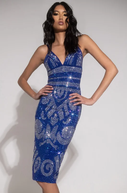 Sweet Pink Color STATUE STATUS RHINESTONE BANDAGE MIDI DRESS