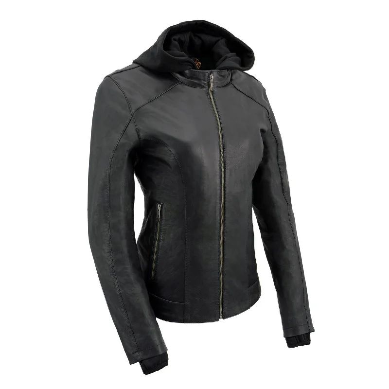 Affordable selection Milwaukee Leather MLL2546 Women's Purple Winged ‘Scuba’ Leather Jacket with Hoodie