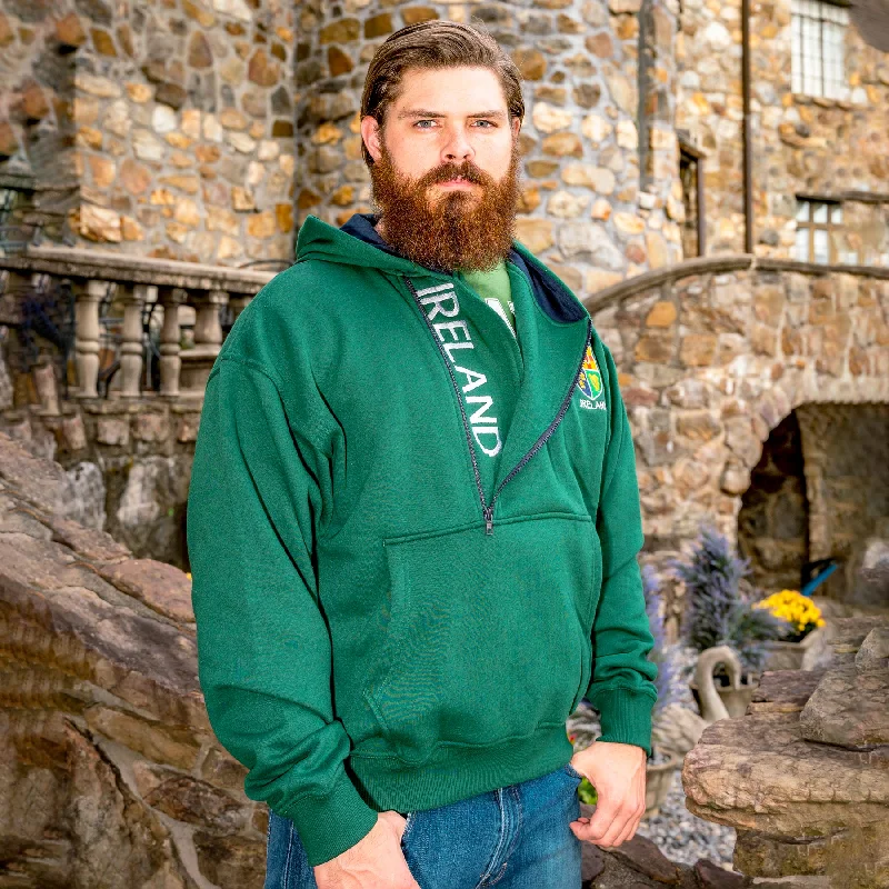 Sweet College Style Ireland Half Zip Hoodie, Green