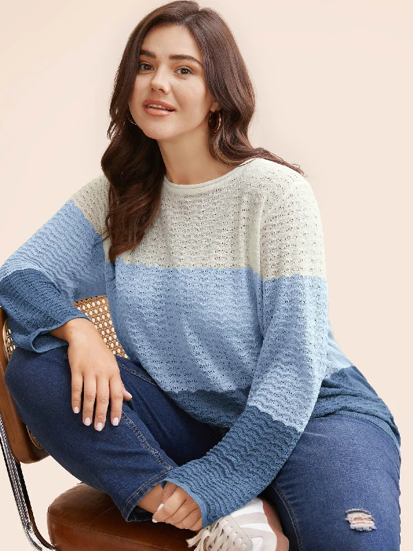 Retro Stripes Colorblock Contrast Boat Neck Knit Pullover