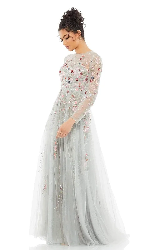 Sports Yoga Style Mac Duggal - 11241 Embroidered Floral Tulle Gown