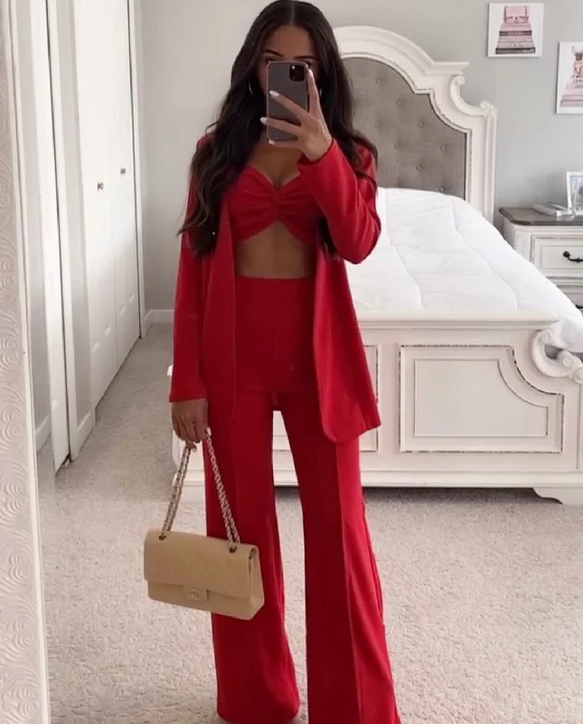 Retro Elegant Style RED BLAZER SET