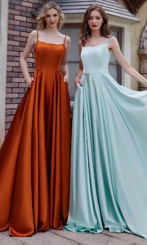 Retro Literary Style J'Adore Dresses J22018 - Scoop Neck Satin Evening Dress
