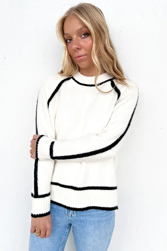 Sports litigation style Hazel Knit Jumper Cream Black