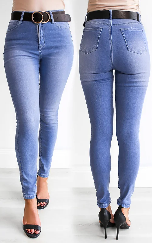 Retro Literary Style Unika Jeans - Blue