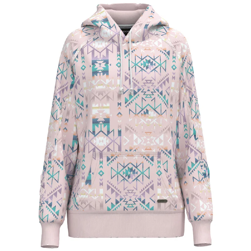 Sweet Korean Style Hooey Ladies Hoody Pink w/ Aztec