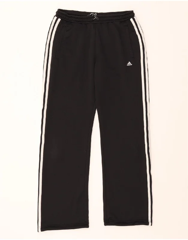 Sports Zipper Style ADIDAS Womens Tracksuit Trousers UK 14 Medium Black Polyester