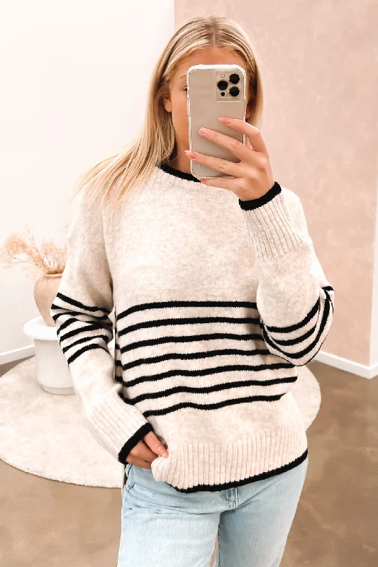 Sweet Lace Design Blakely Knit Jumper Oatmeal Black