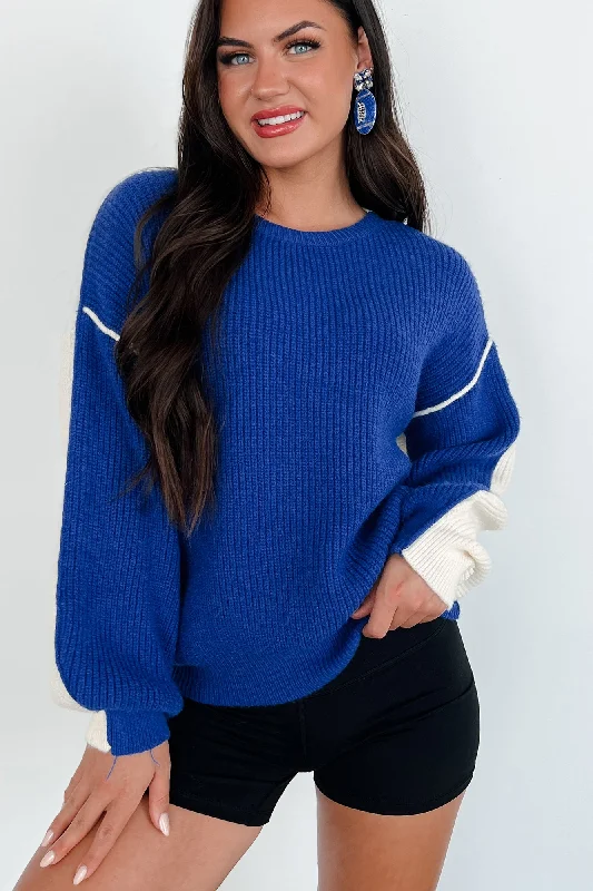 Sweet Princess Skirt Competitively Cute Colorblock Sweater (Blue/Ivory)
