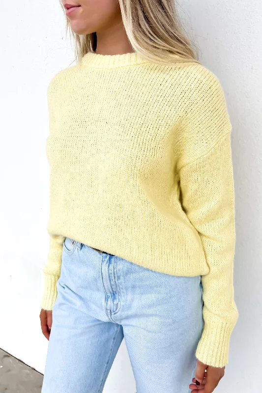 Retro Woolen Jacket Annie Knit Jumper Lemon