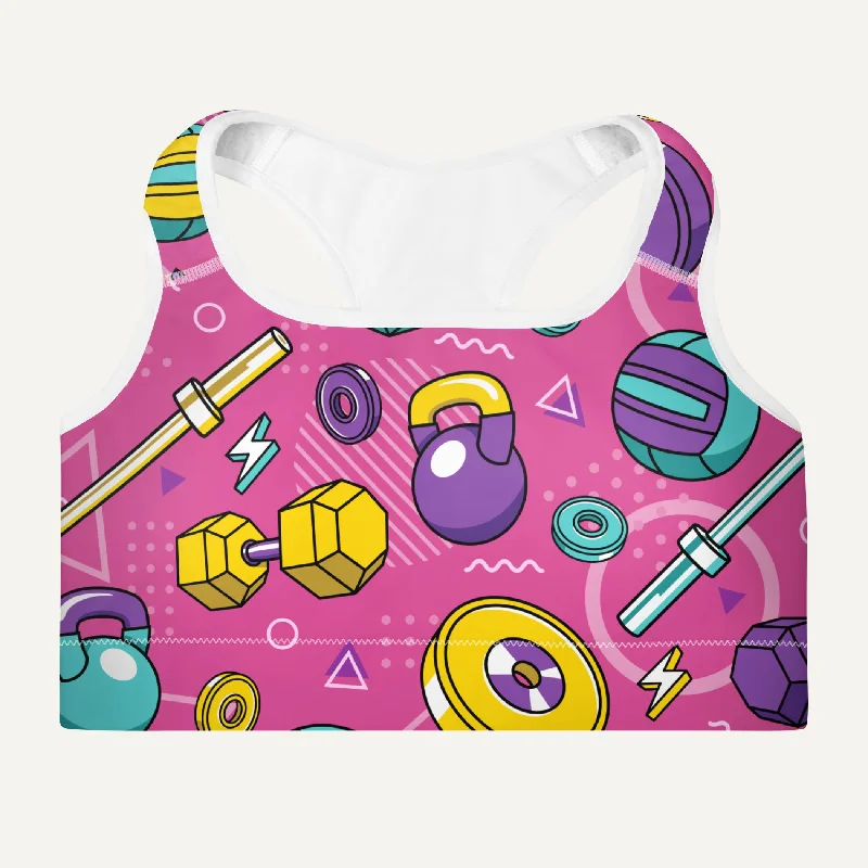 Sweet Small Flower Pattern 90s Weights Pink Padded Sports Bra