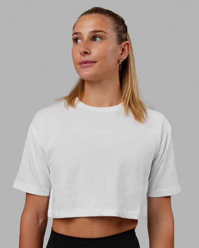 Retro Lace Fabric MVP Heavyweight Cropped Tee - White