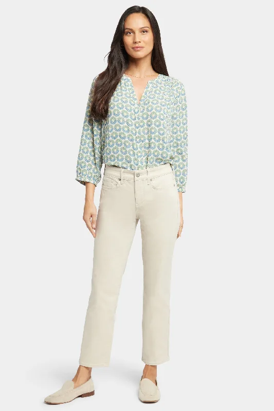 Sweet Small Flower Pattern Marilyn Straight Ankle Jeans In Petite - Feather
