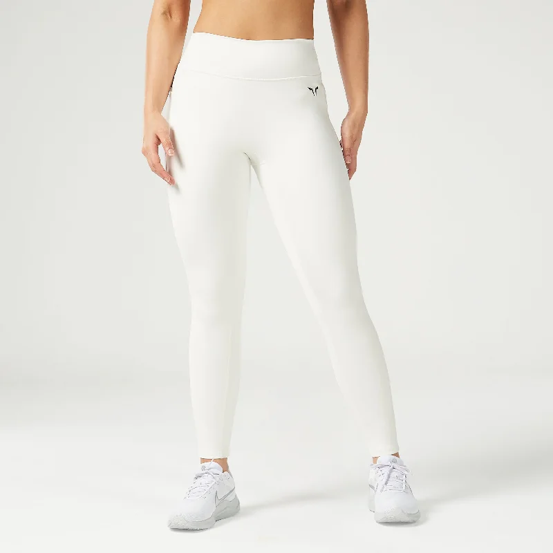 Letter embroidery Essential Mid-Rise Double Layered Leggings 27" - Pearl White